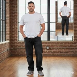 Levi Strauss 550 Mens Relaxed Fit Black Denim Jeans W38 L30 Vintage Y2K Read*